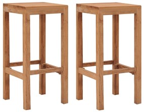 vidaXL Bancos de bar 2 pcs madeira de teca maciça
