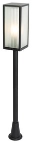 Candeeiro de pé para exterior preto com vidro canelado 100 cm IP44 - Charlois Ribbed Moderno