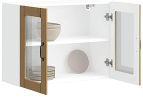 vidaXL Armário de parede cozinha porta vidro Lucca carvalho artesanal