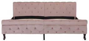 Estrutura de cama 180x200 cm veludo cor-de-rosa