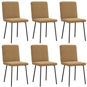 Cadeiras de jantar 6 pcs veludo castanho