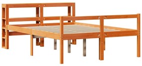 Estrutura cama c/ cabeceira 120x200cm pinho maciço castanho-mel