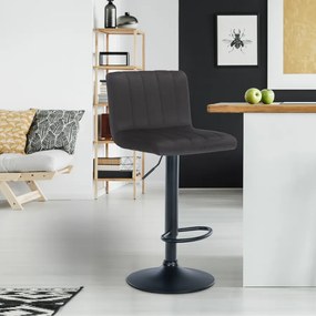 Banco de bar Jamie em veludo e com estrutura preta 41 x 87-107 x 49 cm Preto