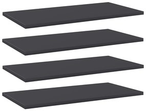 vidaXL Prateleiras para estante 4 pcs 60x30x1,5cm contraplacado cinza
