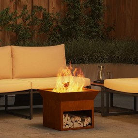 vidaXL Fire Pit Ferro Enferrujado 50 x 50 x 40 cm Aço corten