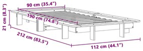 Cama sem colchão 90x190 cm madeira de pinho maciça castanho-mel