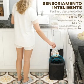 Caixote de Lixo Automático 15L com Sensor Infravermelhos e Modo Manual Anel de Retenção Antimarcas 27,6x21,4x33,5 cm Preto