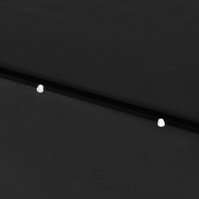 Guarda-sol de jardim com luzes LED e poste de aço 2x3 m preto