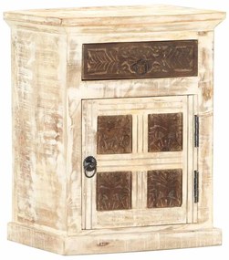 Mesa de cabeceira 40x30x50cm madeira de mangueira maciça branco