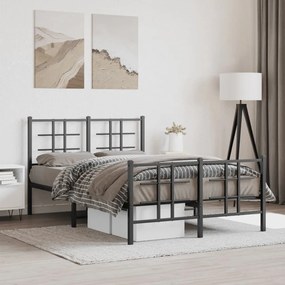 Estrutura de cama com cabeceira e pés 120x200 cm metal preto