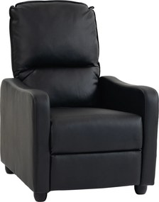 HOMCOM Poltrona Relax Reclinável Manual 155° com Apoio para os Pés, em Pele PU, para Sala e Quarto, 69x91x100cm, Preto | Aosom Portugal
