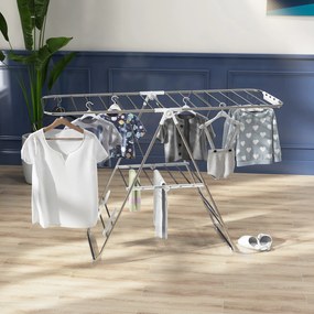 Secador de roupa com pés dobráveis, com 2 níveis ajustáveis, 148 x 60,5 x 98 cm