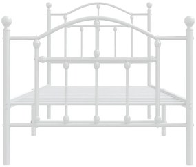 Estrutura de cama com cabeceira e pés 90x200 cm metal branco