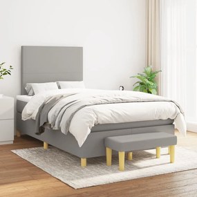 Cama boxspring com colchão 120x190 cm tecido cinzento-claro