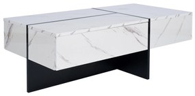 Mesa de centro com alto brilho com Sistema de Iluminação LED,100x50x34,5cm Branco