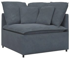 Sofá modular com almofadas veludo cinzento-escuro
