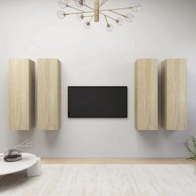 vidaXL Móveis de TV 4 pcs 30,5x30x110 cm contraplacado carvalho sonoma