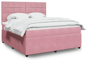 vidaXL Cama com molas/colchão 180x200 cm veludo rosa