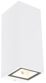 Candeeiro de parede moderno branco 2 luzes GU10 AR70 IP54 - Baleno Moderno