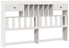 Cama com estante sem colchão 200x200 cm pinho maciço branco
