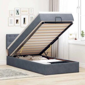 moldura de cama otomana vidaXL com colchão cinza escuro veludo