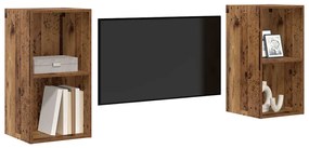 Gabinete de TV de Parede 2 pcs Madeira Antiga 37 x 37 x 72 cm