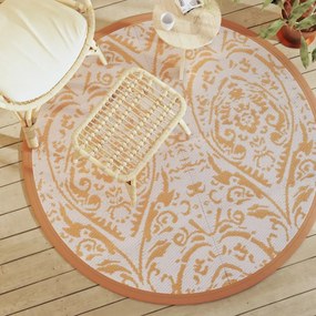 Tapete de exterior Ø160 cm ARAKIL PP laranja e branco