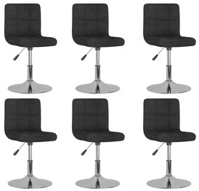 Cadeiras de jantar giratórias 6 pcs tecido preto