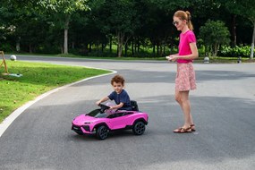 Carro elétrico para crianças Lamborghini Lanzador 12V Pneus em borracha maciça, banco em pele sintética Rosa