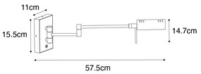 Candeeiro de parede design preto com LED regulável - Notia Design