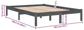 Estrutura de cama super king 180x200 cm madeira maciça cinza