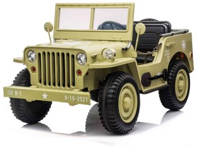 Jeep elétrico para Crianças US ARMY 4X4, três assentos, MP3 player com entrada USB / SD, suspensão em todas as rodas, luzes LED, pára-brisa dobrável,