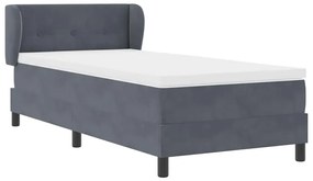 Cama Box com Colchão vidaXL Cinza Escuro 90x190 cm em Veludo