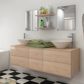 272232 vidaXL Móveis casa de banho 7 pcs e conjunto de lavatório bege