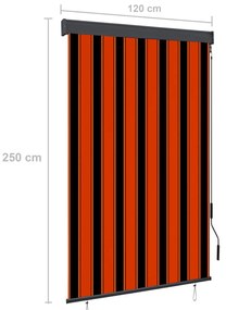 Estore de rolo para exterior 120x250 cm laranja e castanho