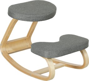 Cadeira de joelhos, cadeira ergonómica de madeira com balanço, cadeira de joelhos para escritório em casa, cinzenta