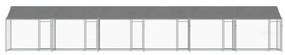 Jaula para cão com telhado/portas 12x2x2m aço galvanizado cinza