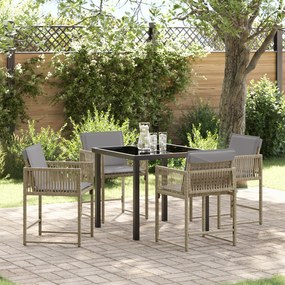 vidaXL Conjunto de Jantar de Jardim de 5 peças com Almofadas Bege Poliéster