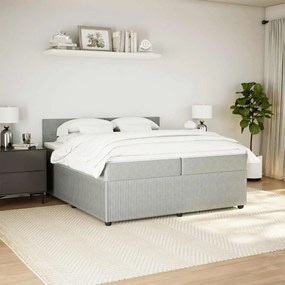 Cama com molas/colchão 200x200 cm veludo cinzento-claro