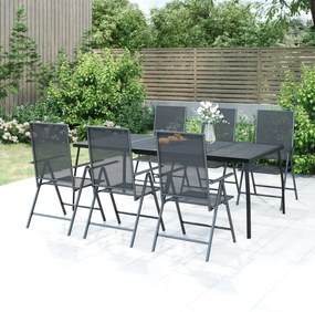 vidaXL 7 pcs conjunto de jantar para jardim aço antracite