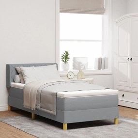 Cama Box Spring vidaXL com Colchão Cinzento-Claro 90x200 cm Tecido, Ca