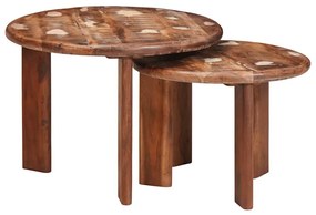 vidaXL Mesas de Café Empilháveis 2 pcs Madeira Recuperada Maciça