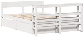 Cama sem colchão 160x200 cm madeira de pinho maciça branco