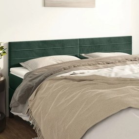 Cabeceira de cama 2 pcs veludo 90x5x78/88 cm verde-escuro