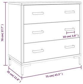 Cómoda 75x35x70 cm pinho maciço