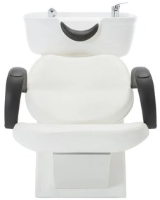 Cadeira de Cabeleireiro com Lavatório em Couro Artificial - Branco - D