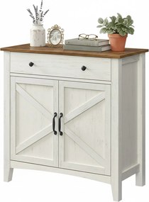 Aparador sala de jantar, Armário de cozinha com gaveta 40 x 80 x 80 cm, armário de armazenamento estilo rústico branco-castanho