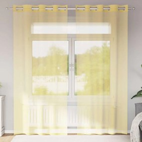 Cortinas de voile com ilhós 2 pcs amarelo