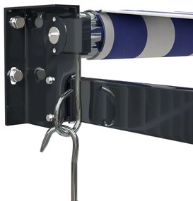 Toldo retrátil 5x3 m tecido e alumínio azul e branco