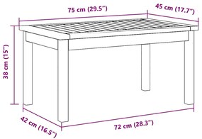Mesa de Café vidaXL 75x40x38 cm Madeira de Acácia Sólida